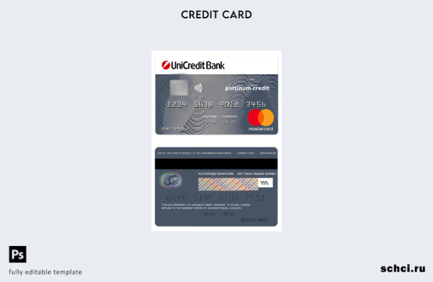 цифровая загрузка шаблона платиновой кредитной карты Mastercard Венгерского UniC